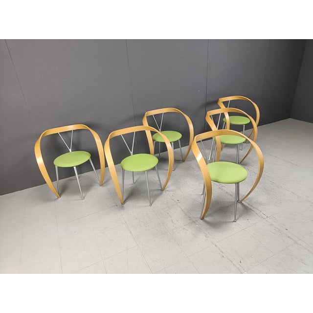 Gold Revers Dining Chairs attributed to Andrea Branzi for Cassina, 1993, Set of 6 For Sale - Image 8 of 15