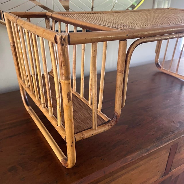 Vintage Bamboo & Rattan Serving Tray Boho For Sale In West Palm - Image 6 of 6