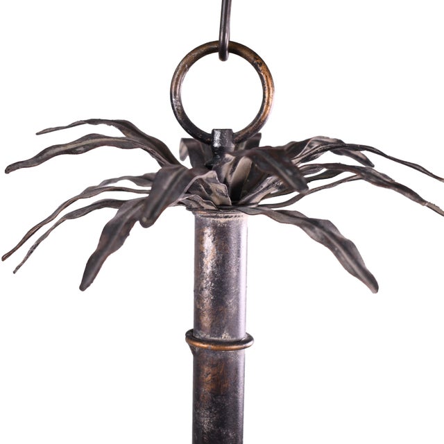 Vintage Black Palm Leaves Chandelier A striking vintage chandelier featuring sculptural black palm leaves, offered in its...