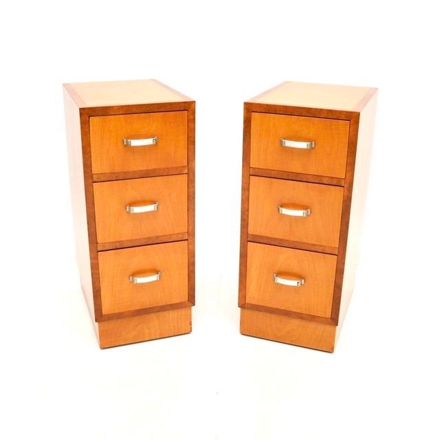 Art Deco Satinwood and Walnut Bedside Chests, 1930s, Set of 2 For Sale - Image 10 of 10