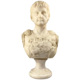 20th Century White Marble Bust of a Roman General For Sale