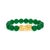 Satin-smooth orbs of natural, untreated green agate—sixteen in all, each an approx. 10 mm cabochon—are hand-strung on...