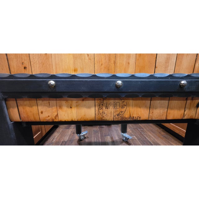 Mid-Century Michigan Maple Block Co. "Southpaw" 10.5- Inch Industrial Butcher Block Island For Sale - Image 9 of 14