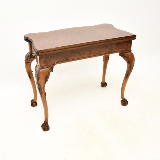 Burr Walnut Card Table, 1900s For Sale - Image 6 of 18