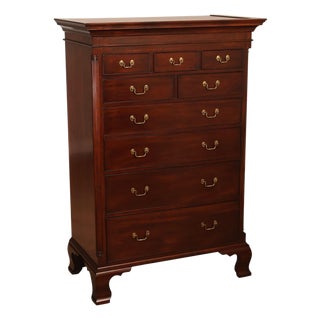 Henkel Harris Chippendale Style Mahogany Tall Chest For Sale