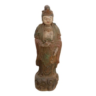 Vintage Beautifully Carved Standing Buddha For Sale