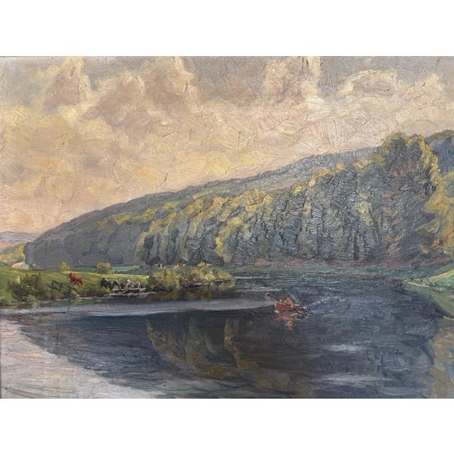 Schocketal with Fulda, Scholz Paul, 56 on the River Kassel, 1937, Oil on Canvas, Framed For Sale - Image 9 of 13