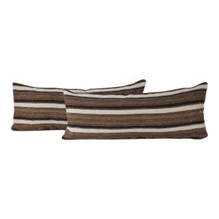 Striped Turkish Hemp Kilim Pillow Cover - A Pair For Sale