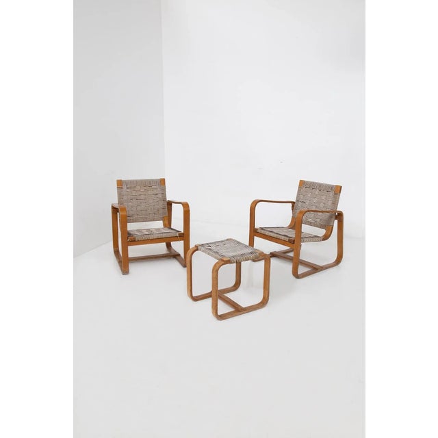 Chairs and Ottoman by Giuseppe Pagano, 1940s, Set of 3 For Sale - Image 10 of 10