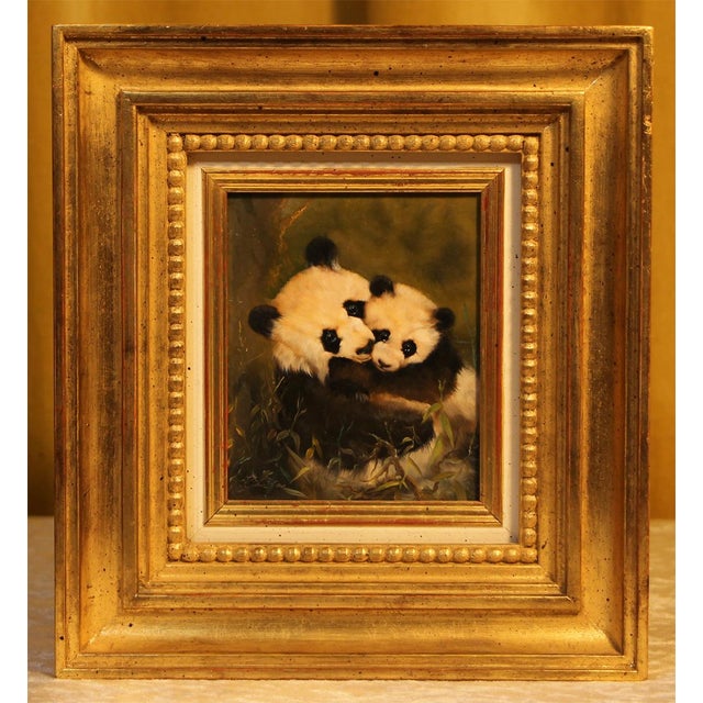 Wolfgang Kaiser, Panda Mother and Cub, 20th Century, Oil on Wood, Framed For Sale - Image 5 of 8