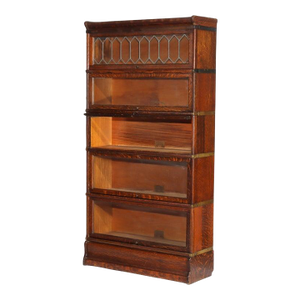 Globe Wernicke Five Stack Barrister Bookcase With Leaded Glass C1920