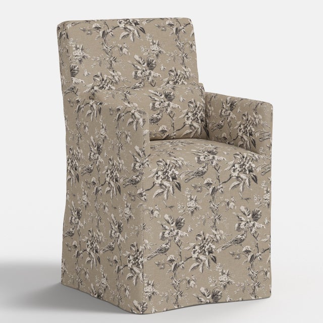 Spritely Home Slipcover for Stoffer Home x Cloth & Company for Lindy Dining Armchair in Bird Toile Sand For Sale - Image 4 of 8