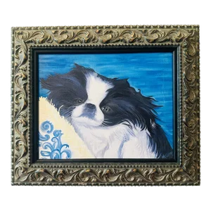 Puppy Oil on Canvas Painting , Framed