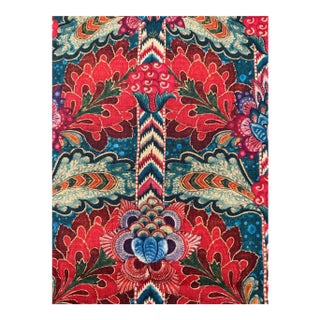 Psychedelia Fabric in Red Blue Green Taupe Color by Mind the Gap 1 1/2 Yards For Sale