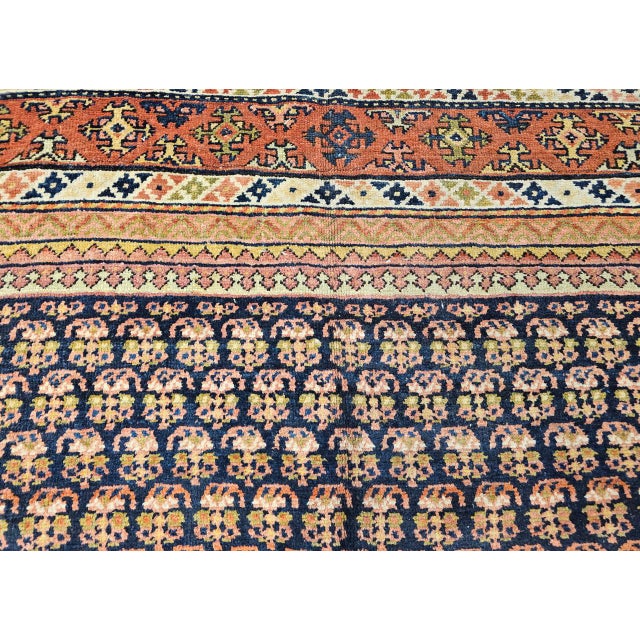 19th Century Persian Kurdish Gallery Rug, Hand-Knotted Wool, Allover Paisley Pattern, Navy & Terracotta, 6' X 15' For Sale - Image 17 of 18