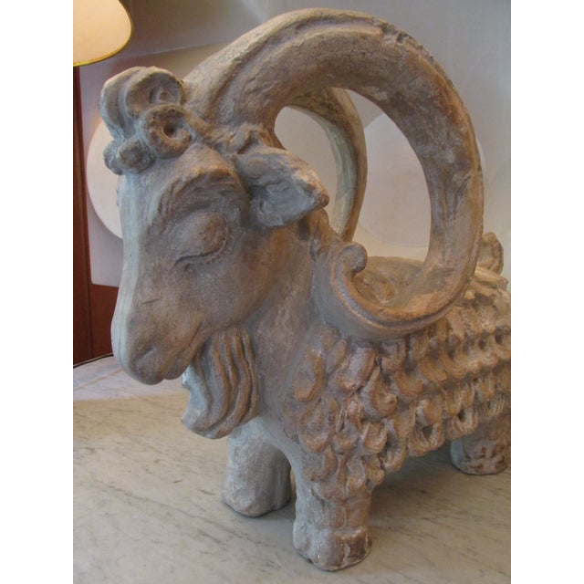 Austin Productions Mid Century Terracotta Ram Sculpture by Austin Productions Dated 1961 For Sale - Image 4 of 12