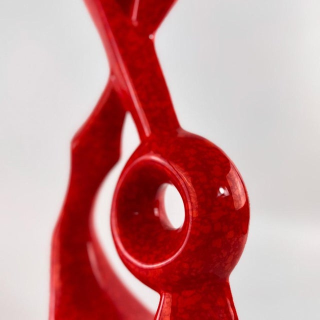 1970s Vintage Red Glaze Ceramic Vase by Roberto Rigon for Bertoncello, 1970s For Sale - Image 5 of 11