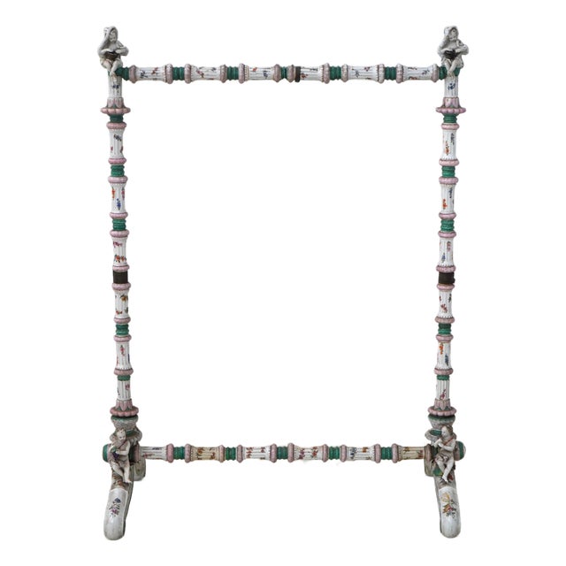 Italian 19th Century Antique Porcelain Fire Screen Frame For Sale