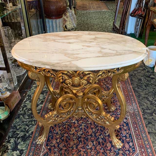 Rococo Carved Gilt Wood and Marble Console Table For Sale - Image 11 of 11