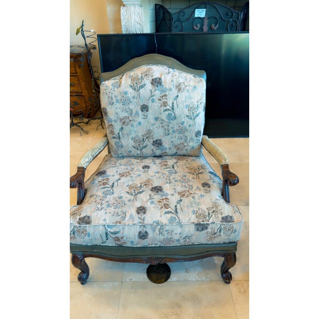 Ethan Allen Leather Upholstered Arm Chair For Sale In Phoenix - Image 6 of 12