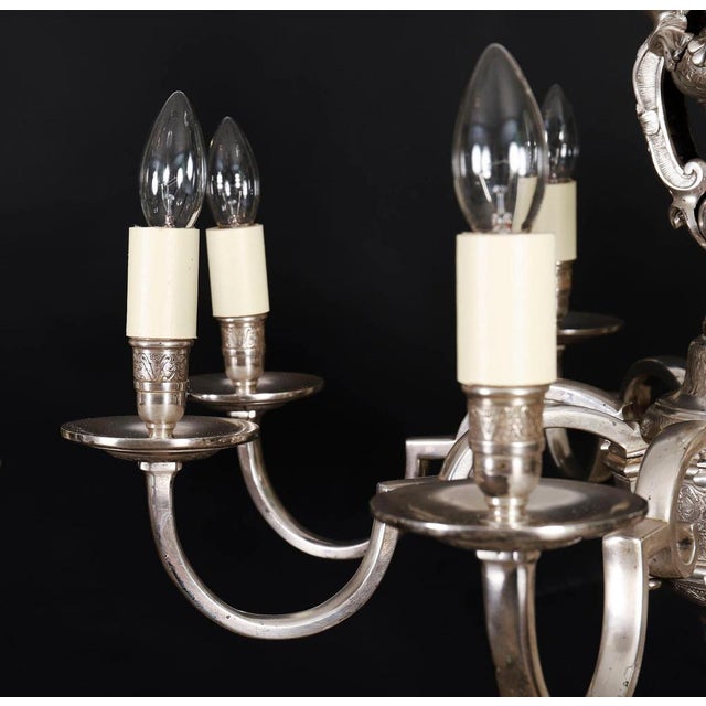 Antique English Silver-Plated Chandelier, 1920s For Sale - Image 6 of 16