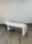 W83 D29 H20 SW80 Handcrafted Curved Waterfall Bench in an off white linen blend. This is perfect to wrap around a oval...
