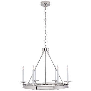 Chapman & Myers for Visual Comfort Signature Launceton Small Ring Chandelier in Polished Nickel For Sale
