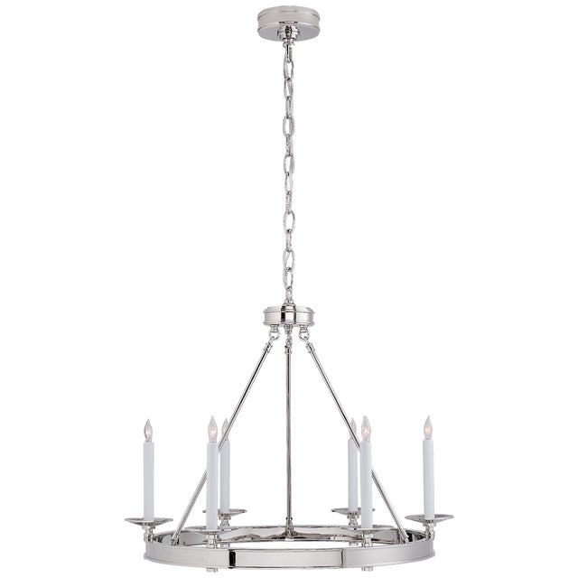 Chapman & Myers for Visual Comfort Signature Launceton Small Ring Chandelier in Polished Nickel For Sale
