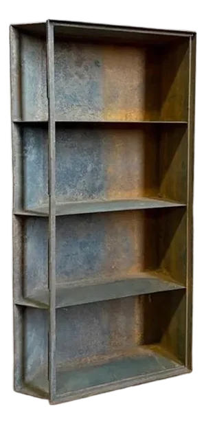 Antique Industrial Galvanized Steel Angled Shelving Unit