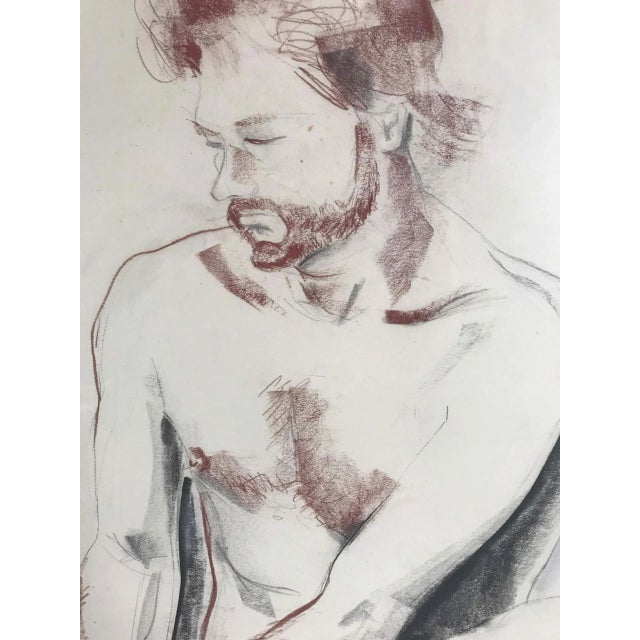Contemporary "Large Seated Male Nude" - Modern Pastel Portrait Drawing by Kittie O'Meallie For Sale - Image 3 of 8