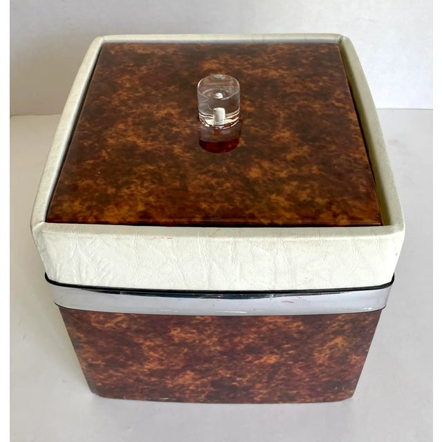 Vintage Lucite and Faux Burl Vinyl Ice Bucket For Sale - Image 4 of 9