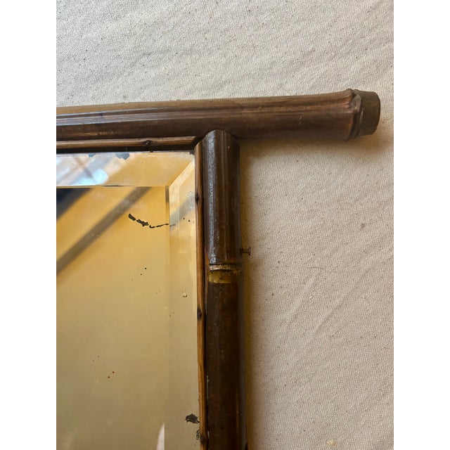 1930s Charming 1930’s Carved Faux Bamboo Beveled Mirror For Sale - Image 5 of 7