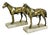 Vintage Brass Equestrian Horse Bookends on White Marble Bases – Pair of Western Style Horse Sculptures For Sale