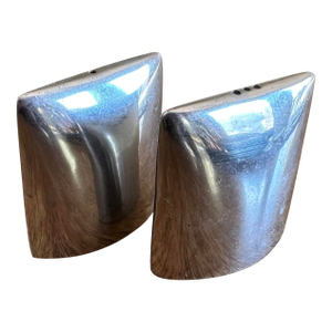 1980s Calvin Klein Modernist Aluminum Salt & Pepper Shakers — Sculptural Minimalist Design - a Pair
