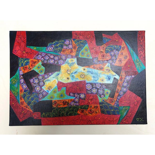 Flowers in puzzle - 2020 - oil painting on stretched canvas - 38 x 55 cm a beautiful painting by the artist jocelyne...