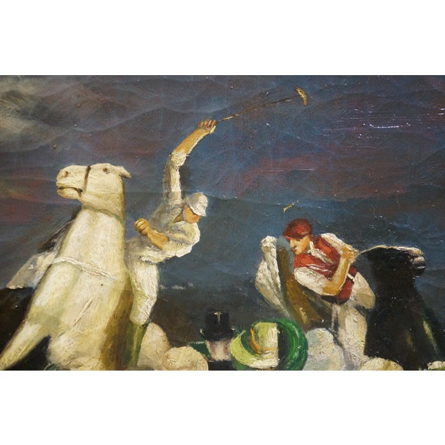 Late 20th Century Late 20th Century Trevor James Polo Crowds Equestrian Oil Painting After George Wesley Bellows 37" For Sale - Image 5 of 14