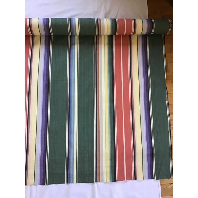 Schumacher Vintage Schumacher Green Multicolor Cotton Stripe Upholstery Fabric - 600250 4 Yards For Sale - Image 4 of 7