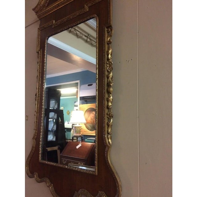1940s Vintage Federal Style Mirror, Walnut and Gilded Mirror For Sale - Image 5 of 9