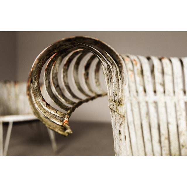 French Wrought Iron Lounge Garden Chairs with Spiral Armrests, 1950, Set of 4 For Sale - Image 4 of 16