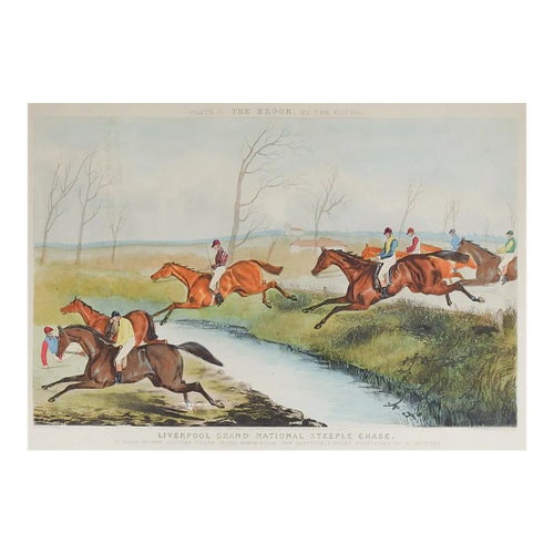 Antique 1850s Liverpool Grand National Steeplechase Horse Race