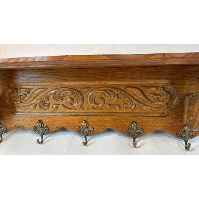 French Vintage French Carved Wood Coat Rack For Sale - Image 3 of 7