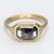 Here is a matte texture 14k Yellow Gold Ring with a 1.5ct bezel-set salt & pepper diamond in an east/west orientation 1x...