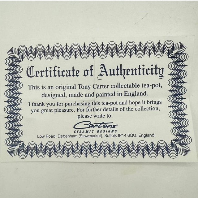 Tony Carter Sewing Table Novelty Teapot With Certificate, England, 1996 For Sale - Image 9 of 11