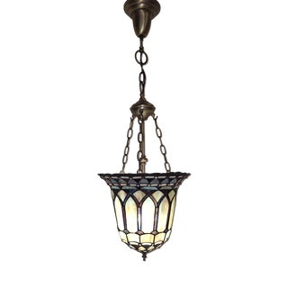 Vintage Ceiling Lamp with Handcrafted Dome in Colored Glass Elements and Metal Mount, 1980s For Sale