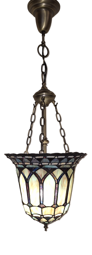 Vintage Ceiling Lamp with Handcrafted Dome in Colored Glass Elements and Metal Mount, 1980s