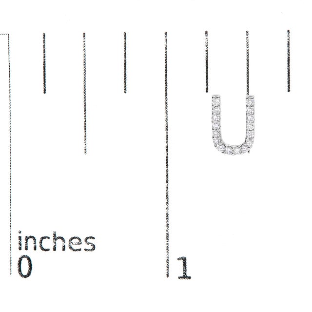 Early 21st Century 10K White Gold 1/10 Cttw Diamond 'U' Initial Stud Earring For Sale - Image 5 of 5