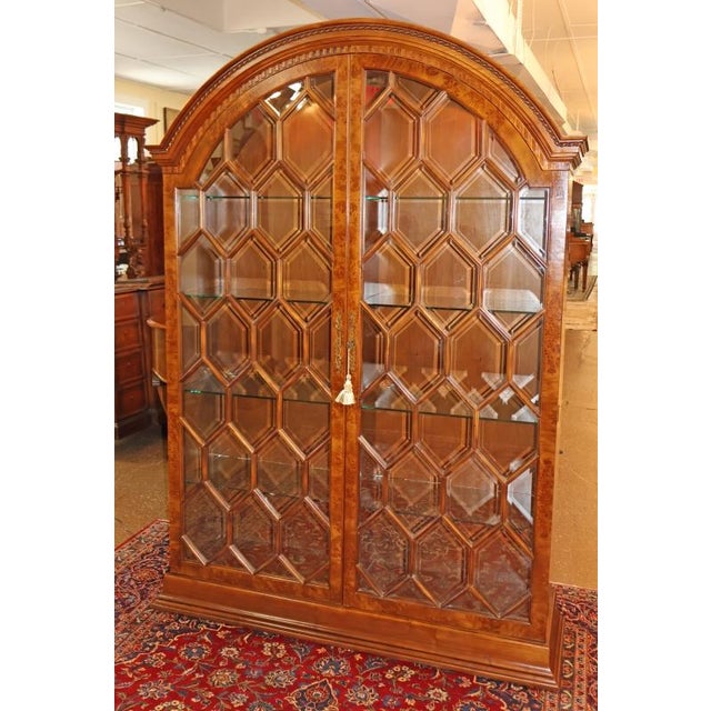 Italian Francesco Molon V23 Italian Burl Wood Beveled Glass Display Cabinet For Sale - Image 3 of 17