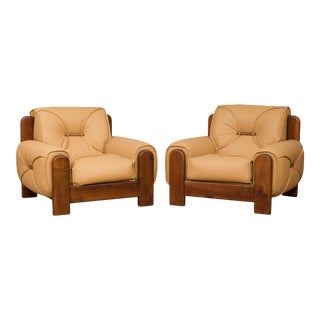 Mid-Century Modern Brazilian Leather Lounge Chairs - a Pair For Sale