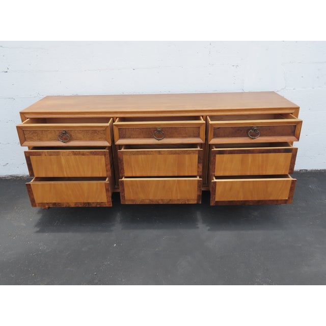 Basic Wiz Mid Century Modern Burlwood Long Low Dresser 6576 For Sale - Image 4 of 17