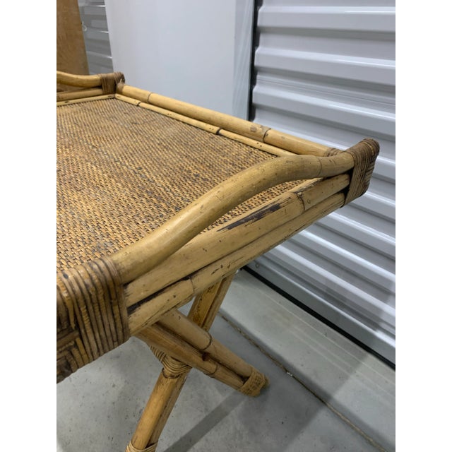 Vintage 1980’s Wicker & Bamboo Folding Tray Table. Perfect as a side table/bar or used for tea or breakfast in bed.